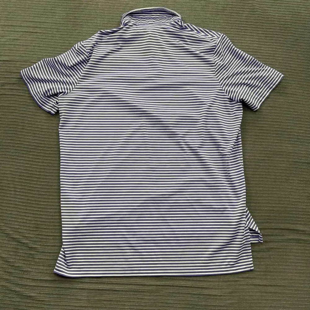 Ralph‎ Lauren Performance Polo Shirt Men XL Purple Striped Polyester Golf.